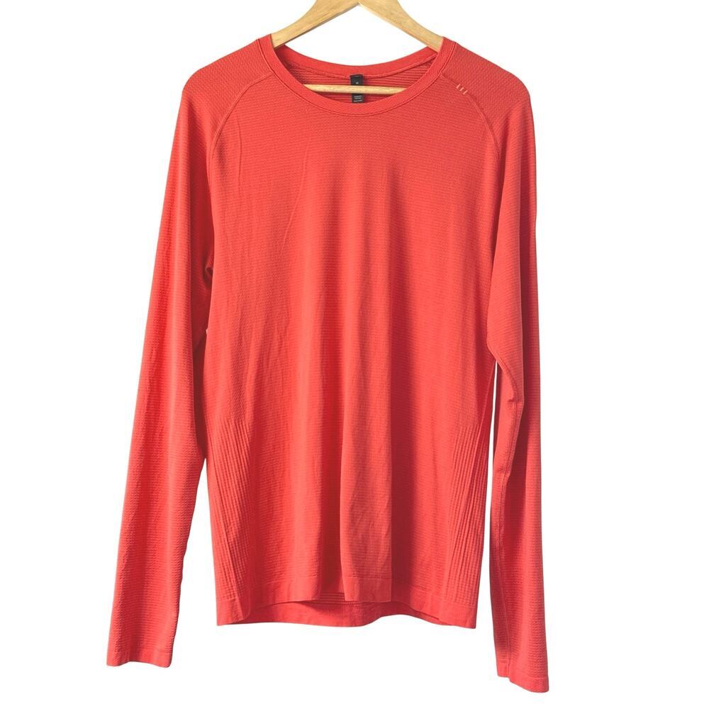 Lululemon Metal Vent Tech Long Sleeve Shirt Mens M Orange | Troon North Logo